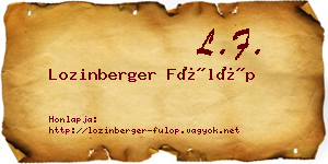 Lozinberger Fülöp névjegykártya